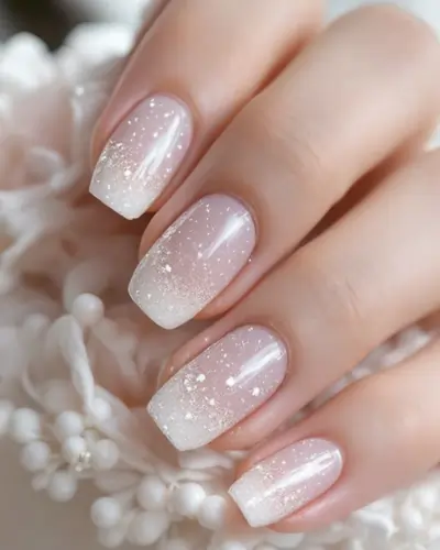 Classy Wedding Nails with Glitter